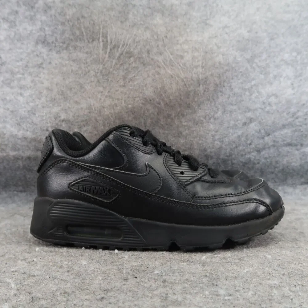 Nike Shoes Kids 2 Sneaker Air Max 90 Black Leather Lace Up Athletic Sport Active